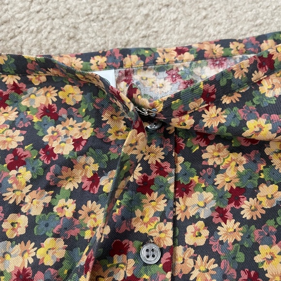 Vintage Laura Ashley Silk Floral Print Button Down Tie Skirt - Picture 9 of 9